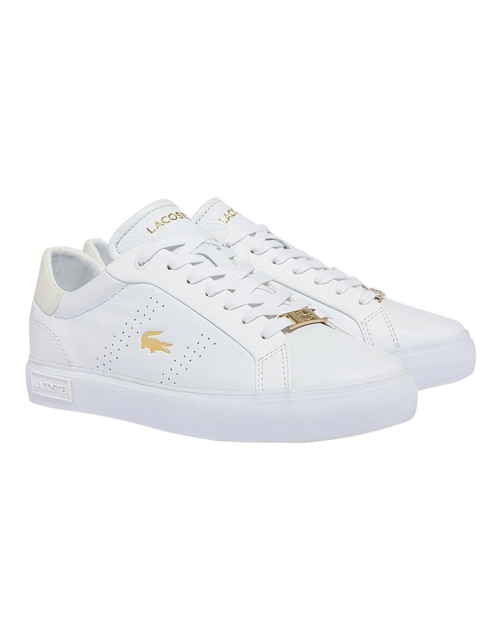 Powercourt 2.0 Tonal White/Gold Leather Sneakers