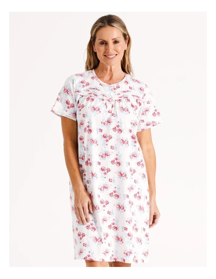 Timeless Short Sleeve Knit Nightie in Mint Floral