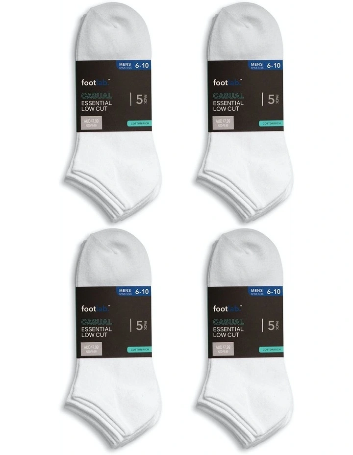 Essential Liner Socks 20 Pack in White