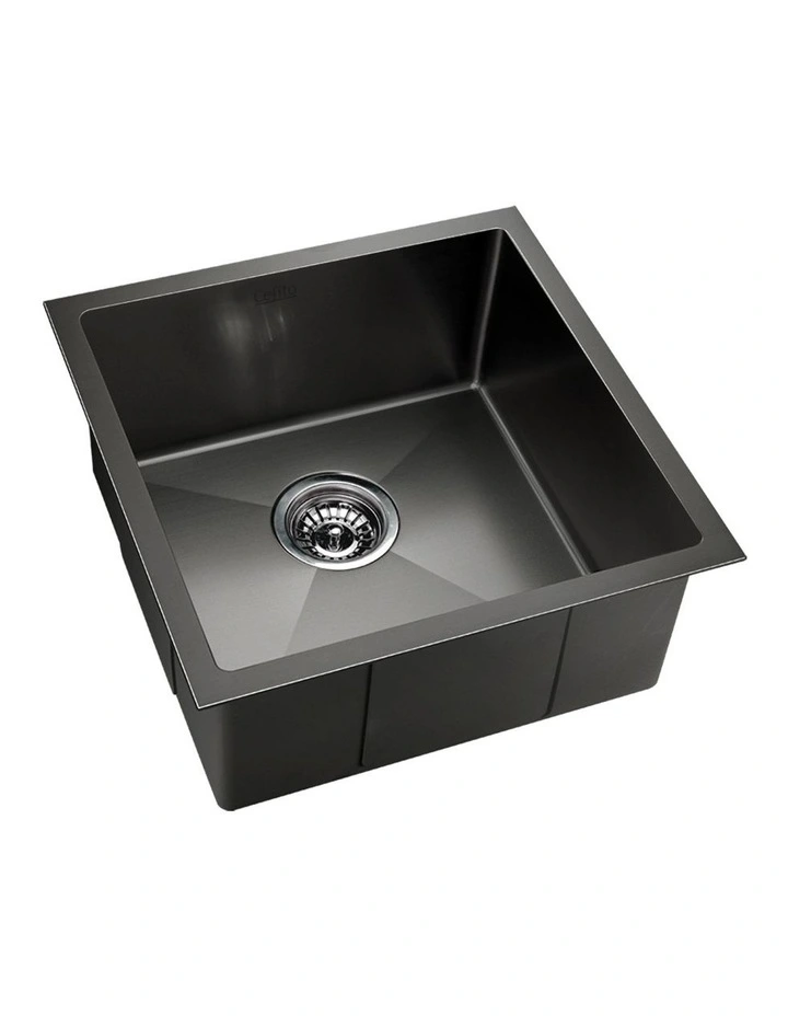 Kitchen Sink Stainless Steel 51X45CM Basin Single Bowl Laundry in Black