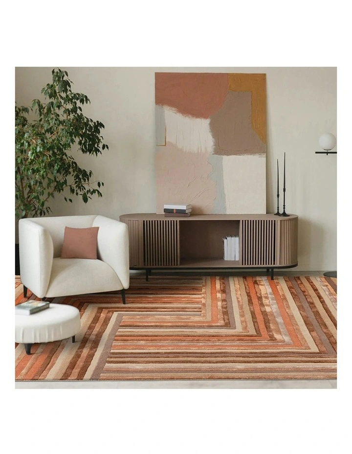 Asiatic Network Terracotta Rug in Brown