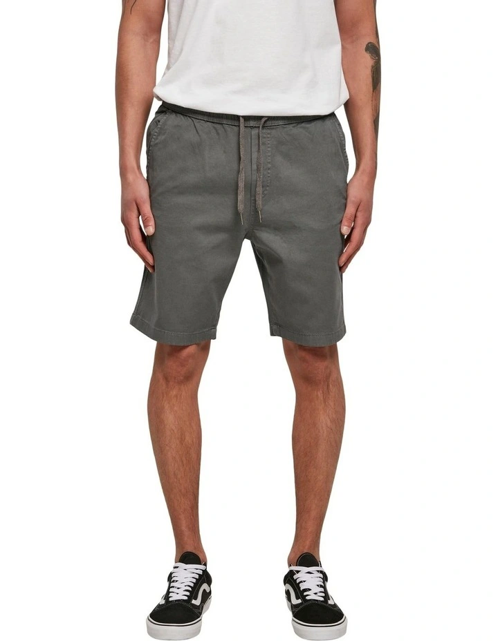 Stretch Twill Jog Shorts in Light Asphalt