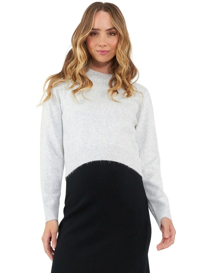 Tia Crop Knit in Snow Marle