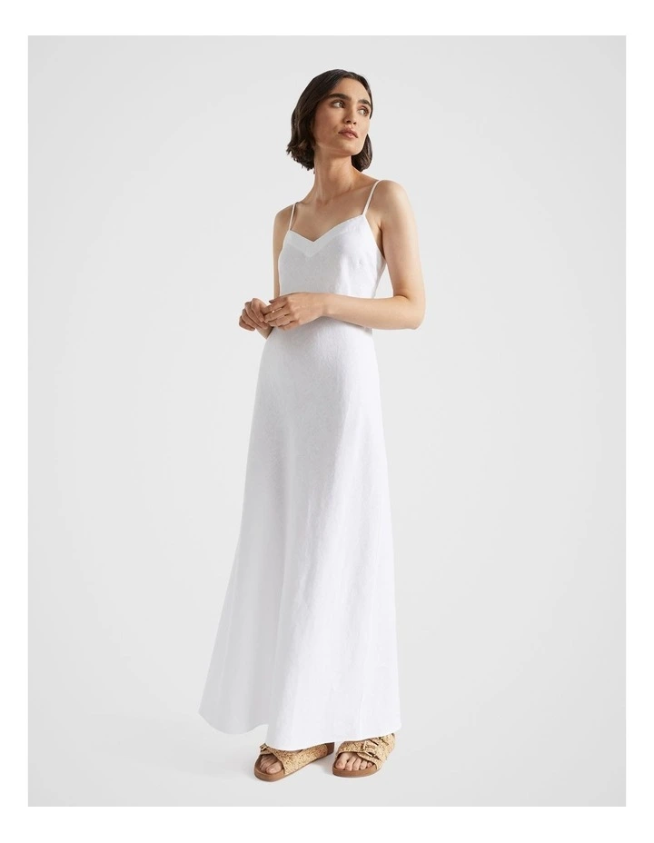 Core Linen Slip Maxi Dress in Whisper White
