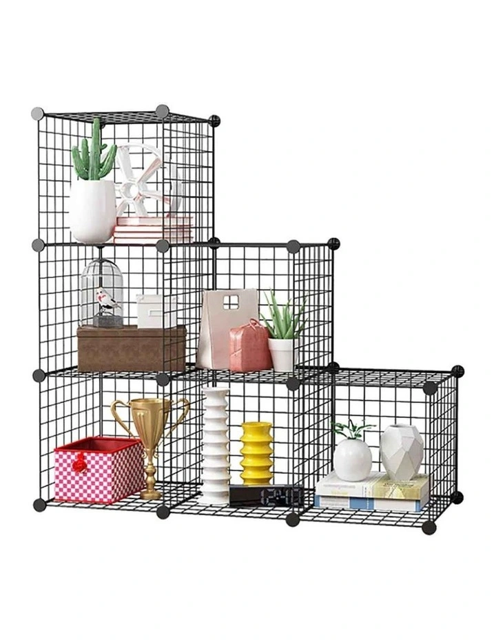 Portable 6-Cube 3-Column Storage Organiser in Black
