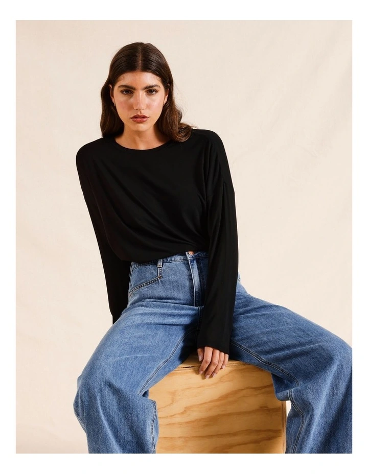 Long Sleeve Bamboo Tee in Black