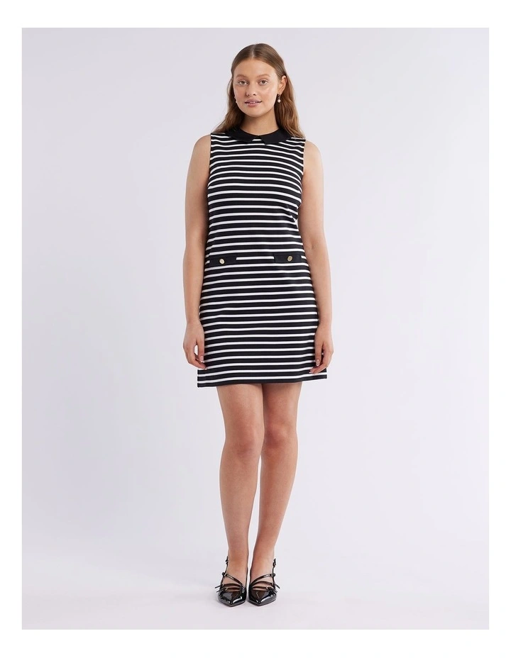 Beatnik Ponte Dress in Black/Ivory