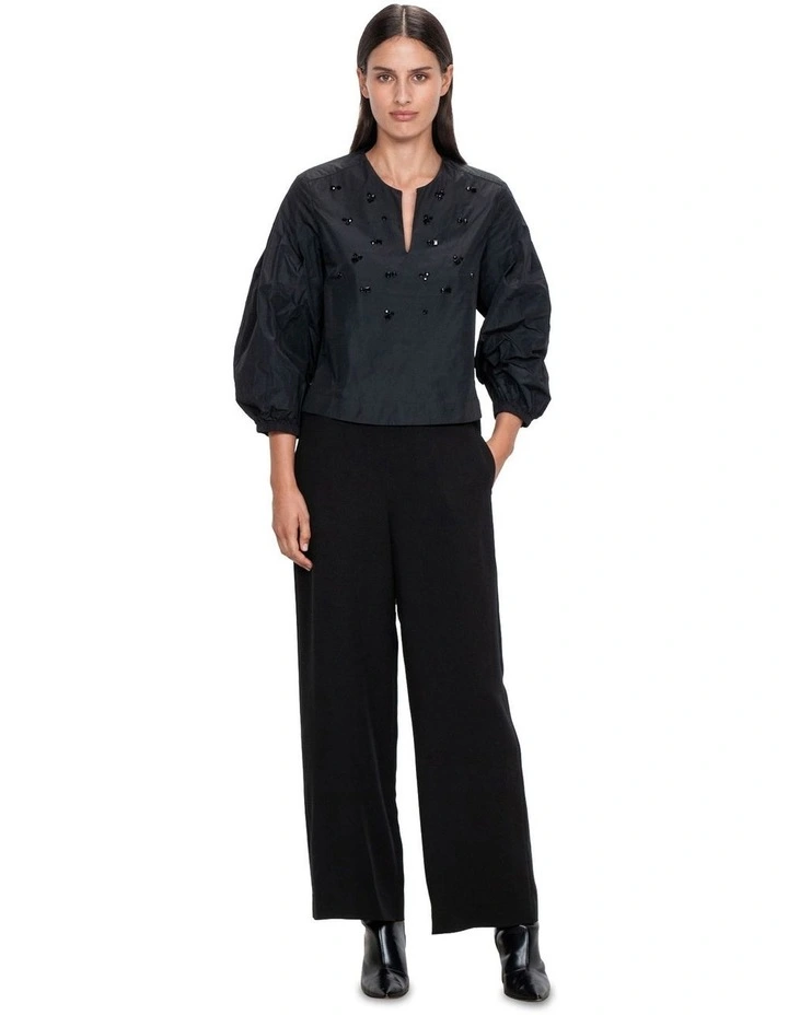 European Taffeta Embellished Top
