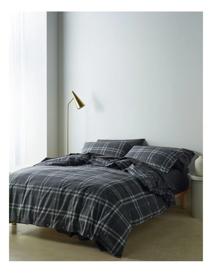 Scout Printed Flannelette Quilt Cover Set in Iron