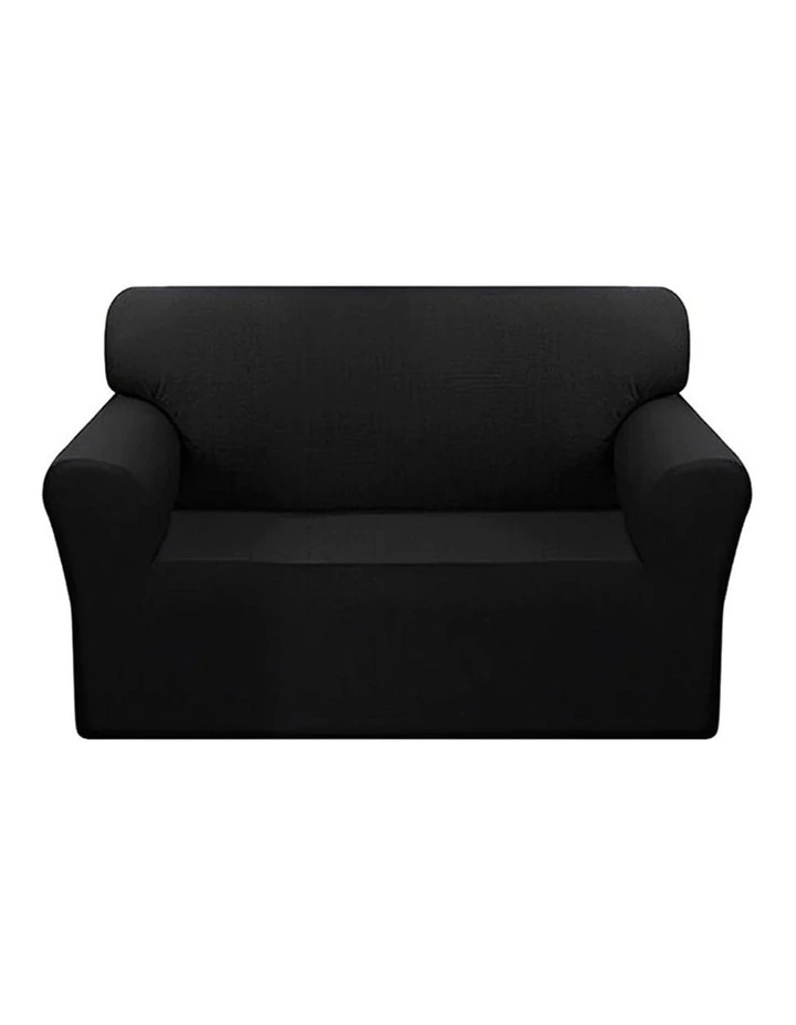 High Stretch Sofa Cover Couch Lounge Protector Slipcover 2-Seater in Black
