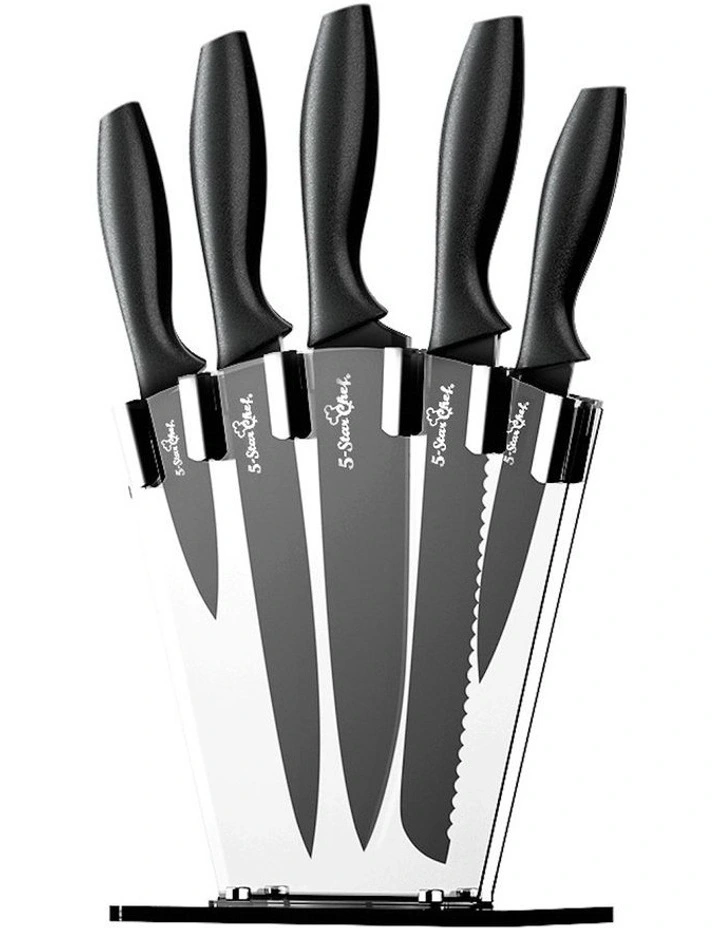 5-Star Chef 7 Piece Kitchen Knife Set in Black