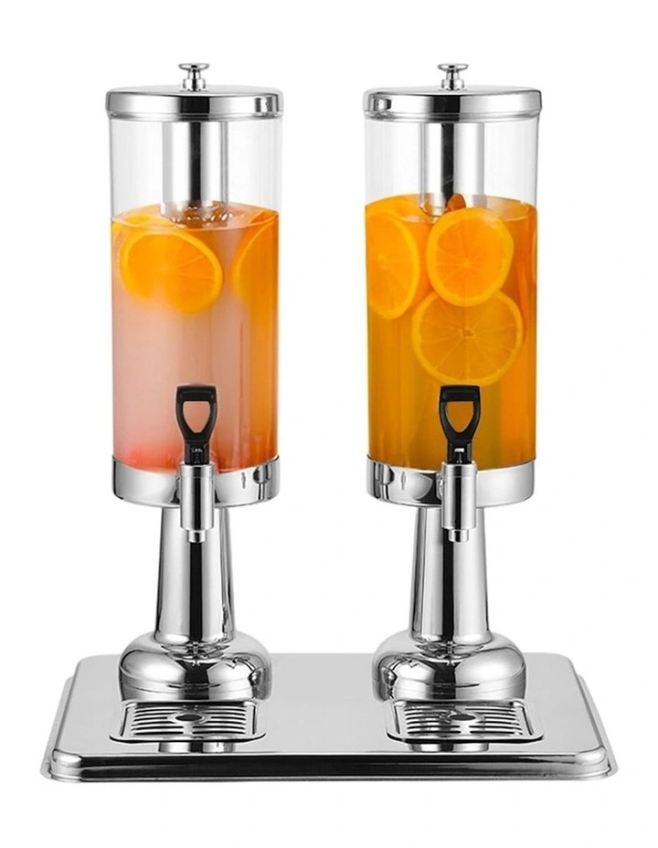 Dual Beverage Dispenser Ice Cylinder 6L in Silver