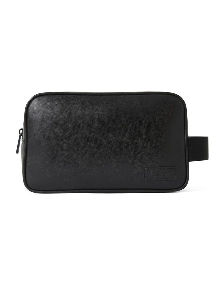 Hudson Leather Washbag in Black