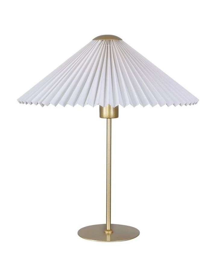 Peck Pleated Table Lamp in Gold/White