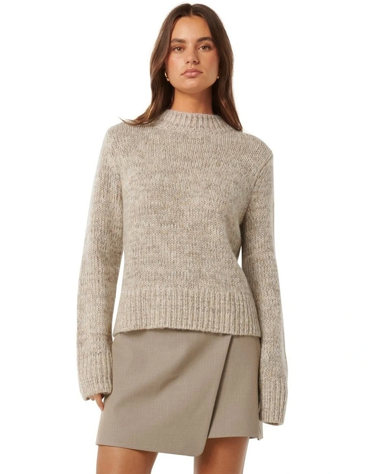 Frankie Stand Neck Jumper in Grey