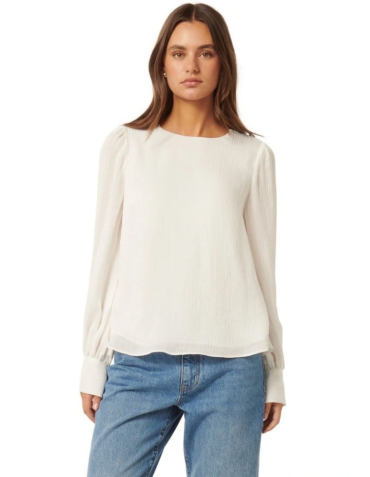 Narelda Crew Neck Top in White