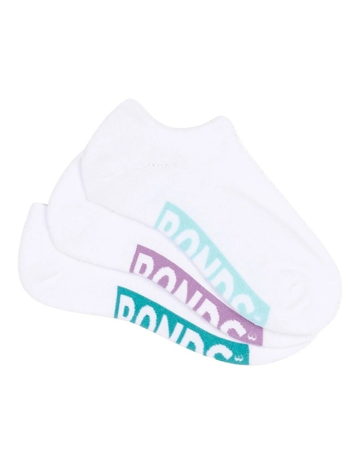 Womens Logo Cushioned No Show Socks 3 Pack in White