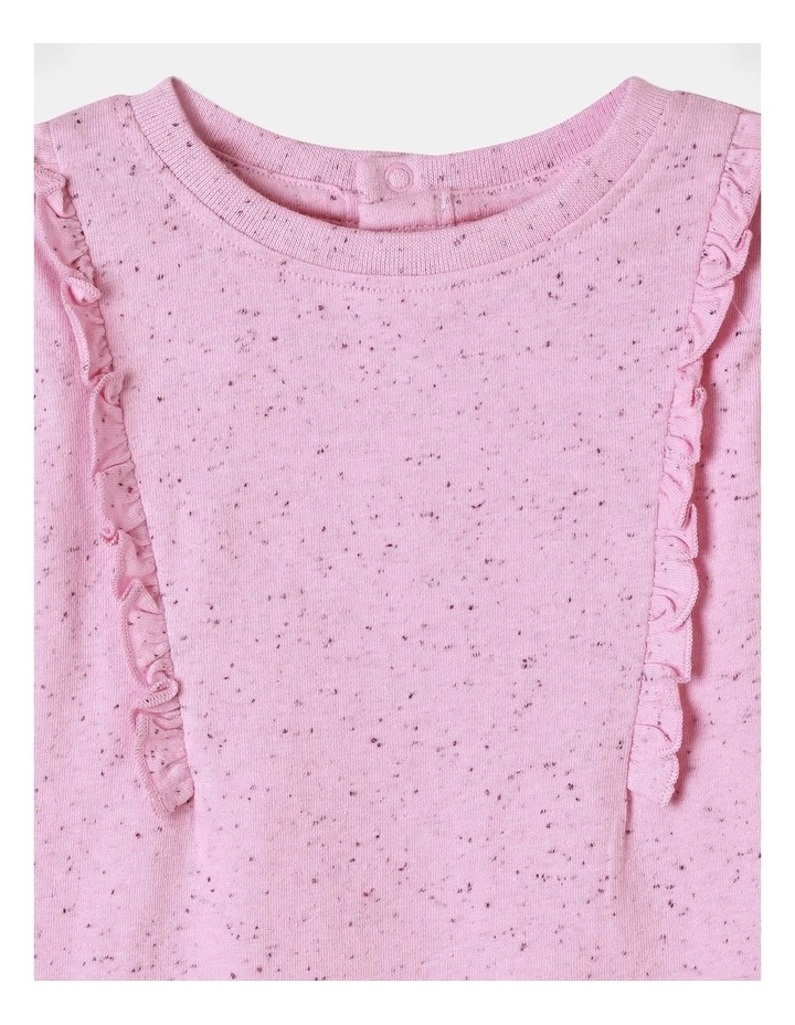 Frill Long Sleeve Tee in Light Pink