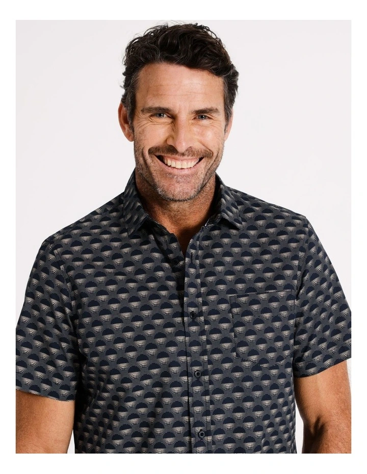 Avalon Short Sleeve Print Shirt in Dark Navy