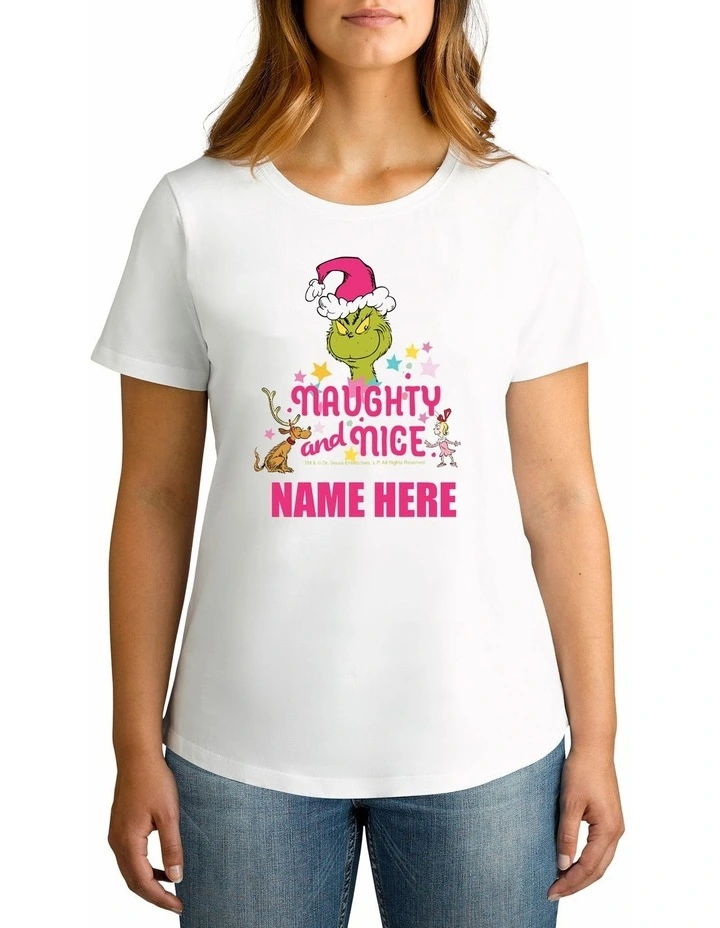Women's Dr Seuss Naughty & Nice Personalised Cotton T-Shirt