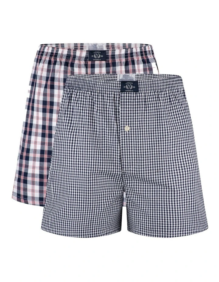 Two Pack Woven Boxers in Grey