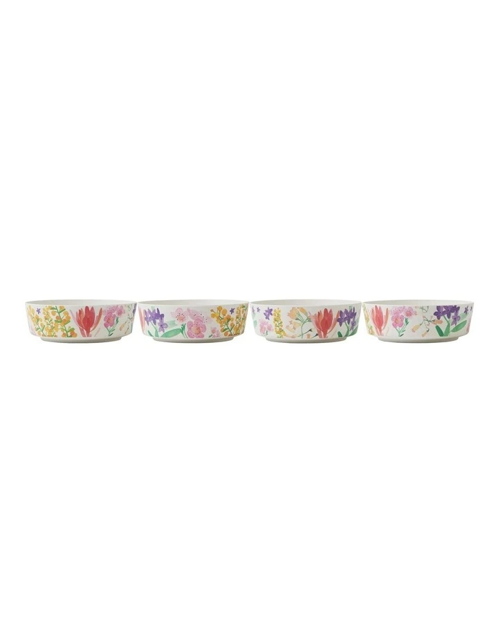 Wildflowers Bamboo Bowl 15x5cm Set of 4 in Multi