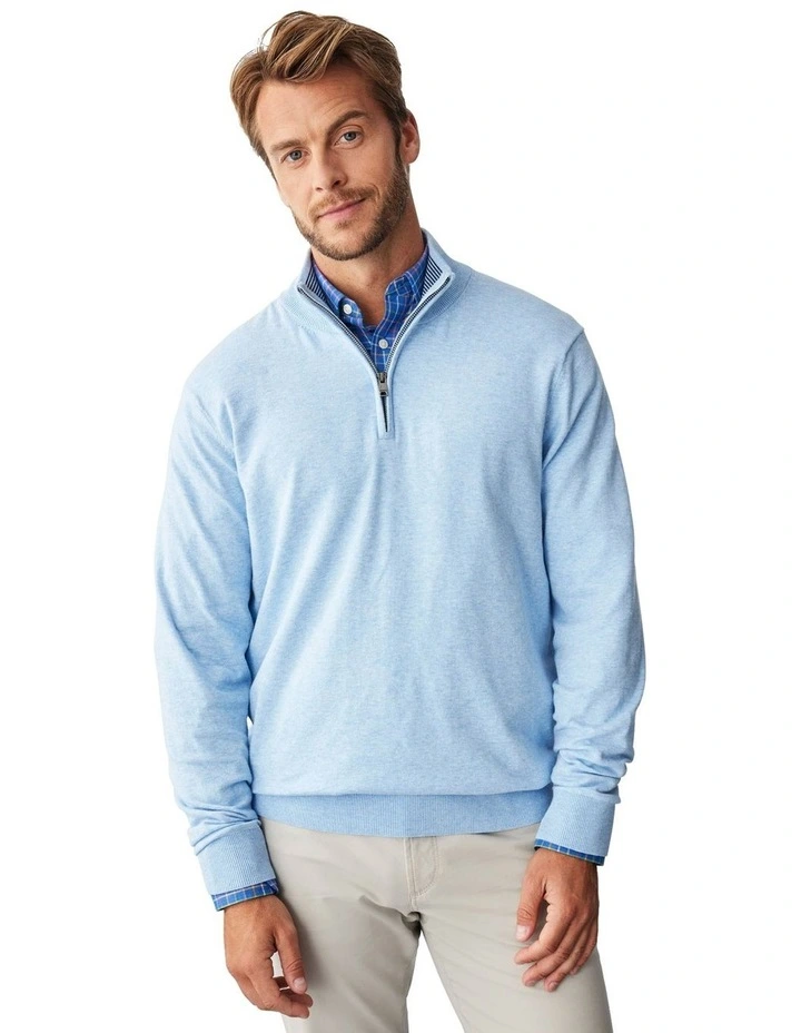 High Flex Half Zip Knit in Sky Blue