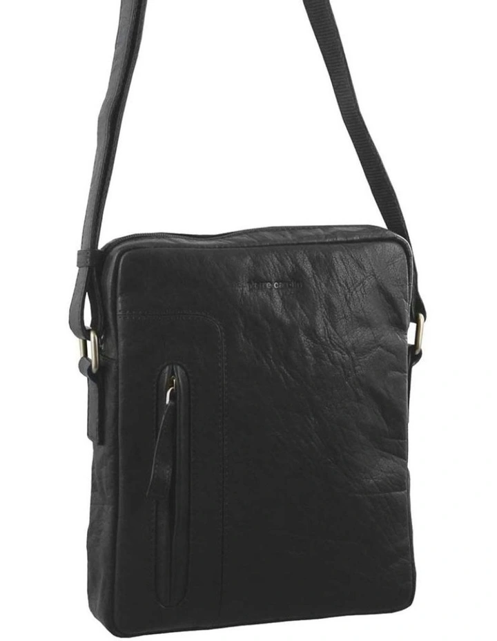 Rustic Leather I-Pad Bag in Black