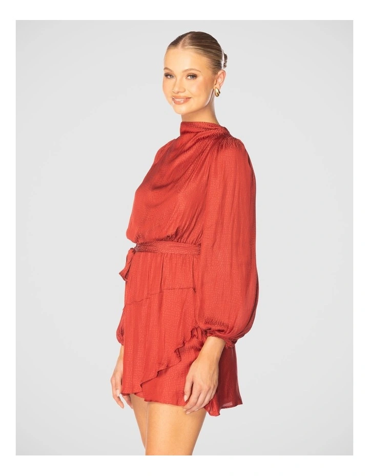 Zosia High Neck Mini Dress in Burgundy