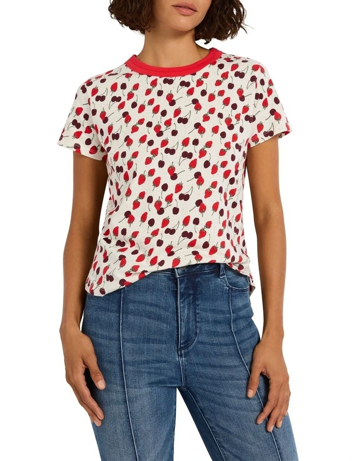 The Berry First Night Tee in White Multi