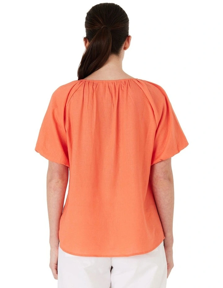 Puff Sleeve Top in Guava