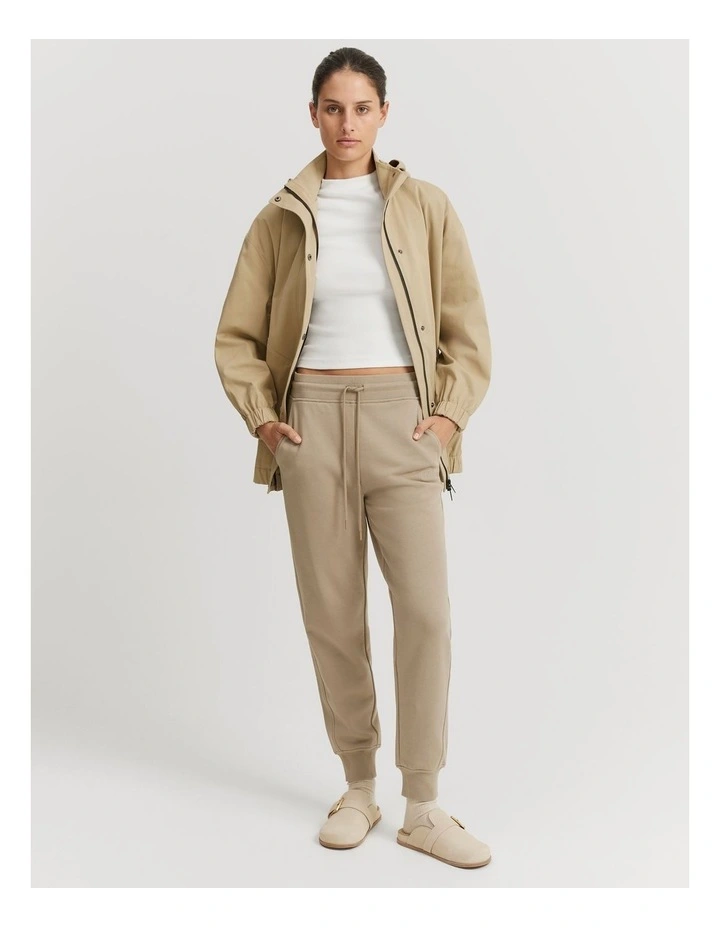 Australian Good Earth Cotton Rib Cuff Track Pant in Fawn