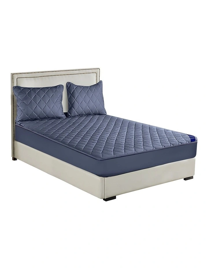 Mattress Bed Sheet Protector with Pillow Covers in Blue