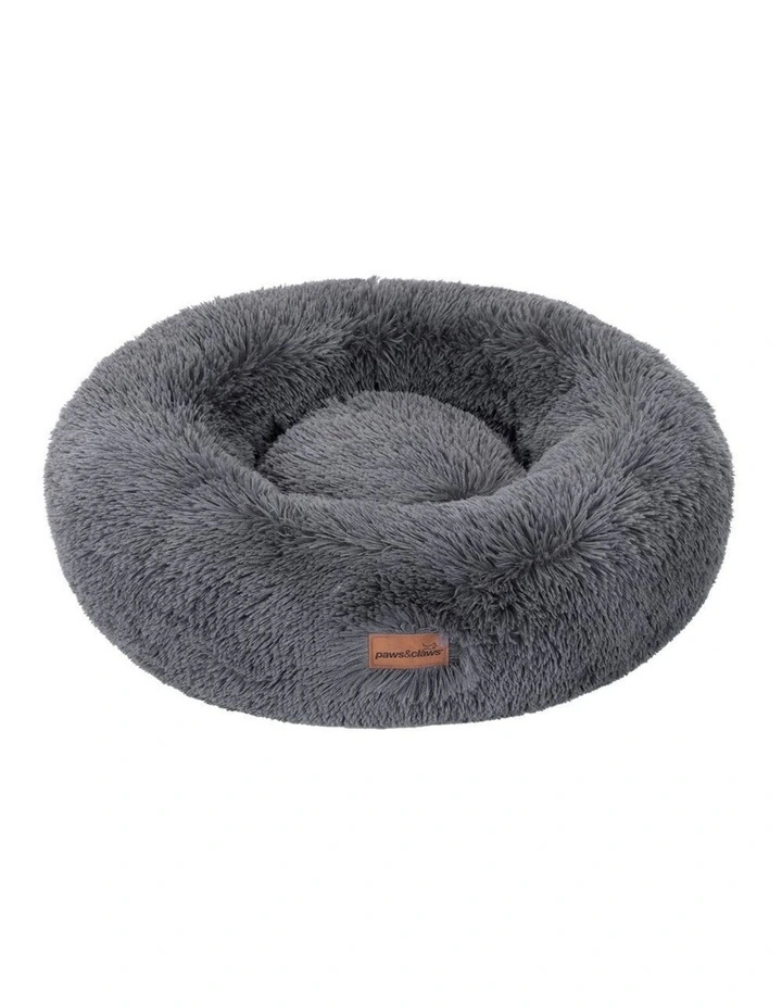 50cm x 50cm Small Calming Plush Pet/Dog Round Bed/Mattress Grey