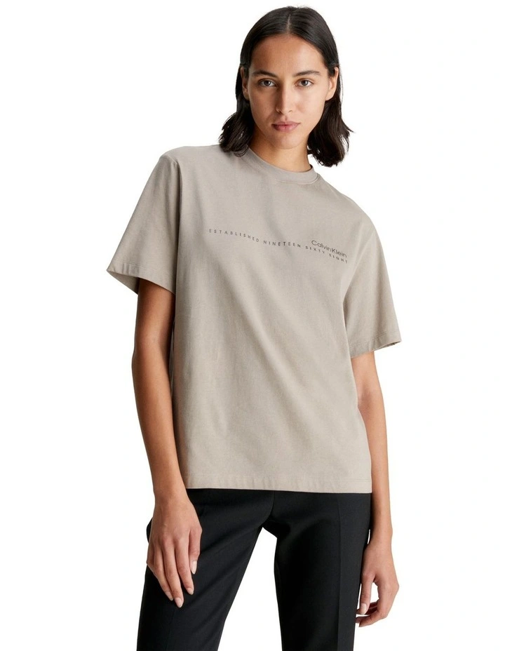 Multi Logo T Shirt in Neutral Taupe