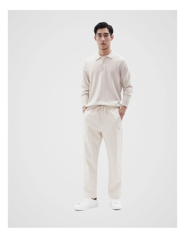 Merino Wool Polo Shirt in Cream