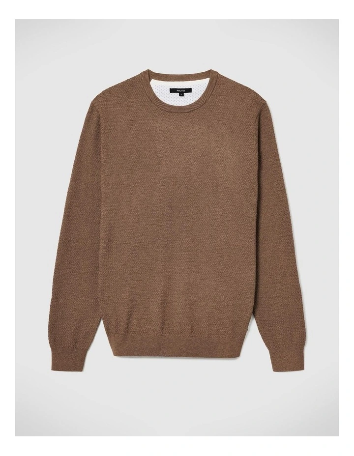 Classic Crew Neck Jumper in Brown Marle