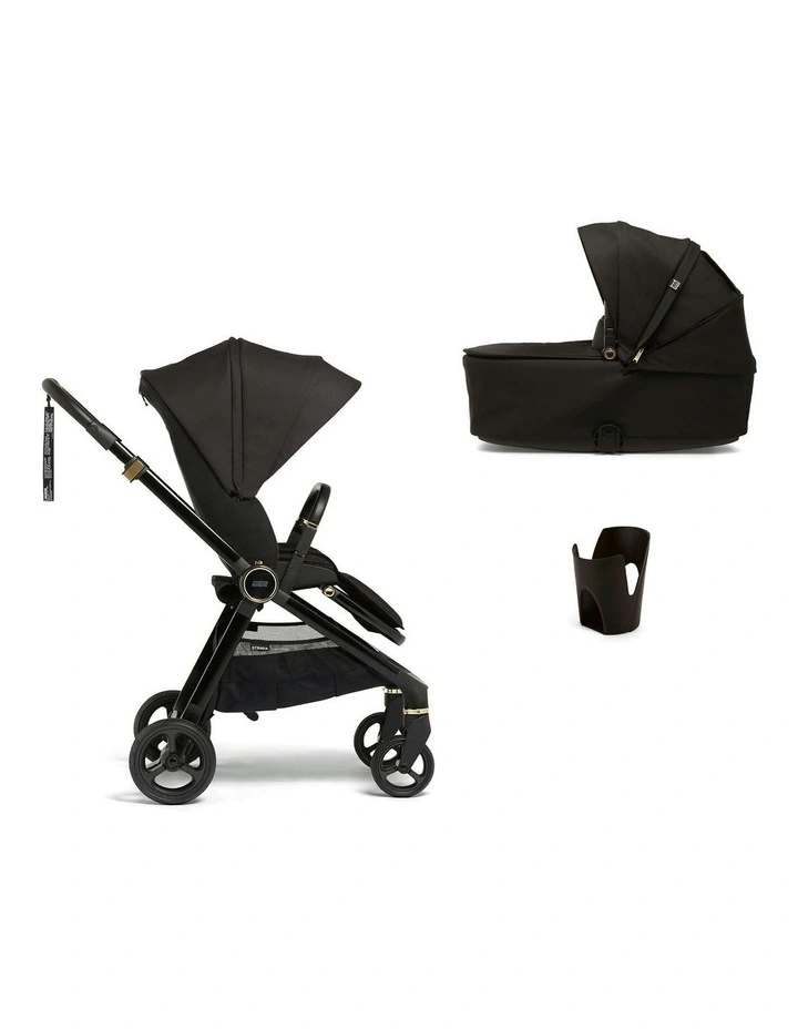 Strada Pram 3 Pieces Bundle in Black Diamond