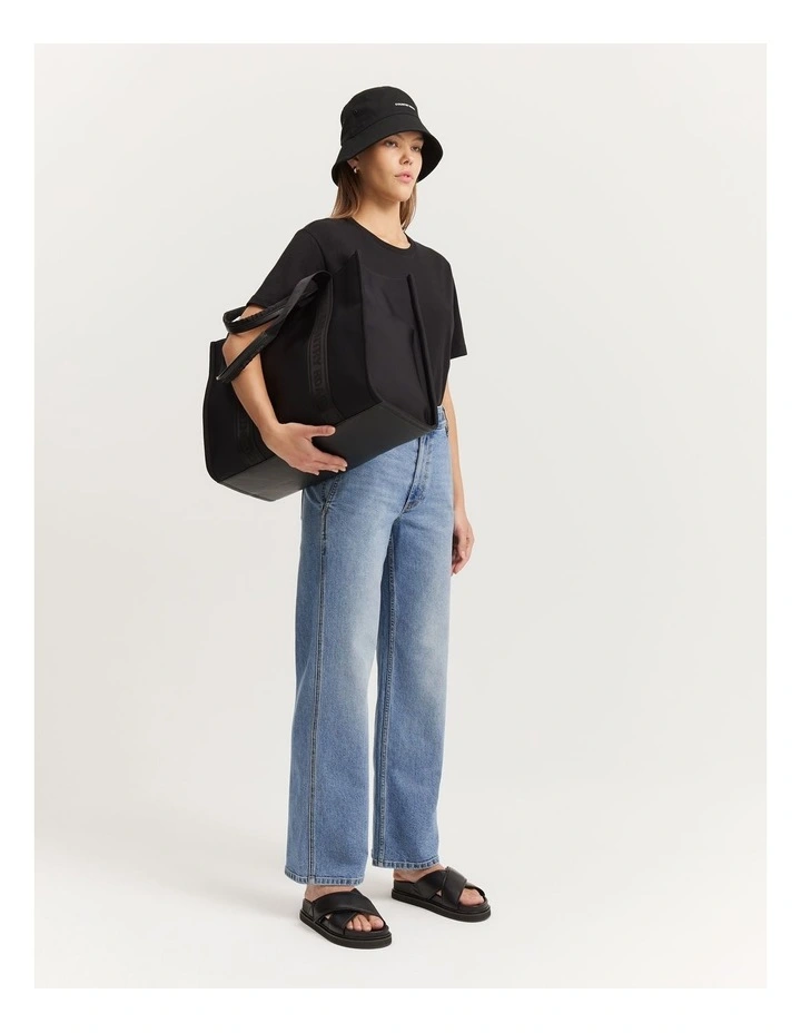 Neoprene Branded Tote in Black