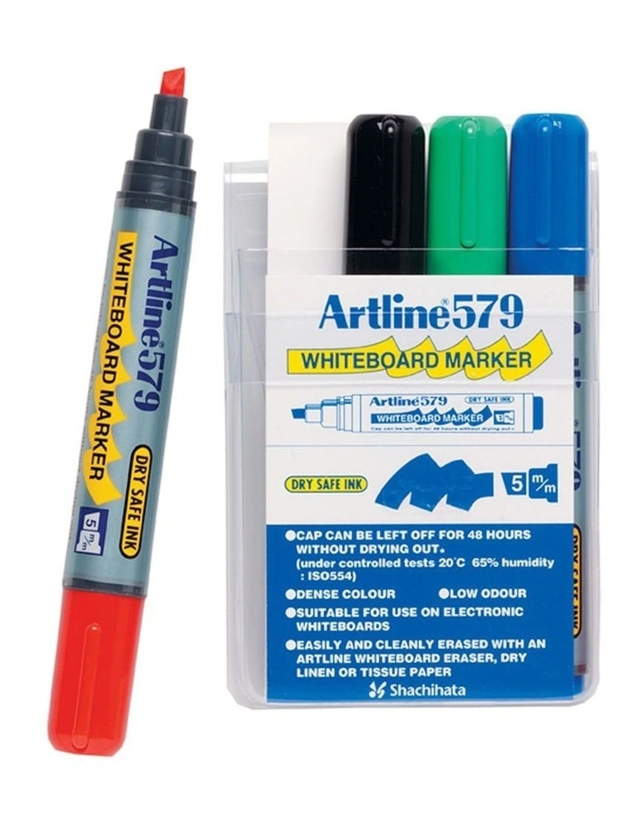 579 5mm Chisel Nib Office Whiteboard Markers 4 Piece in Multi