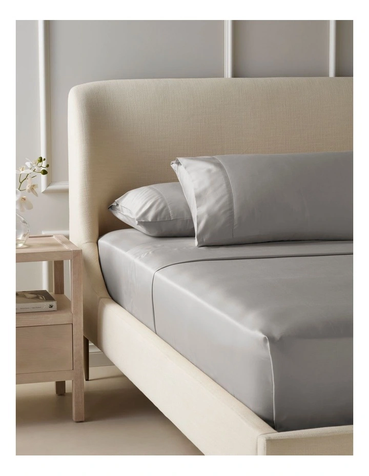 Diana 400TC Egyptian Cotton Sateen Sheet Set 50cm in Silver