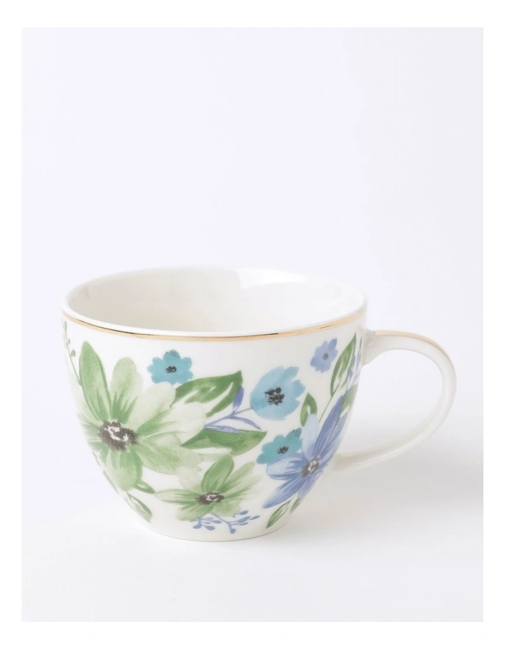 Tea Time Tea Cup Blue Floral in Multi