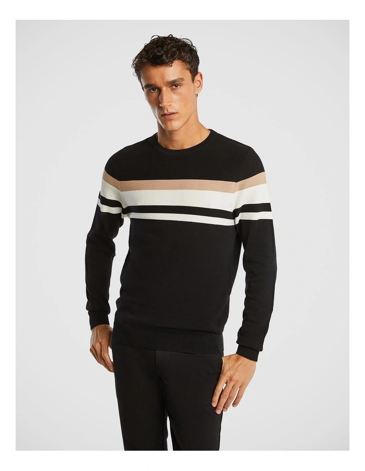 Luis Splice Knit Sweater in Black