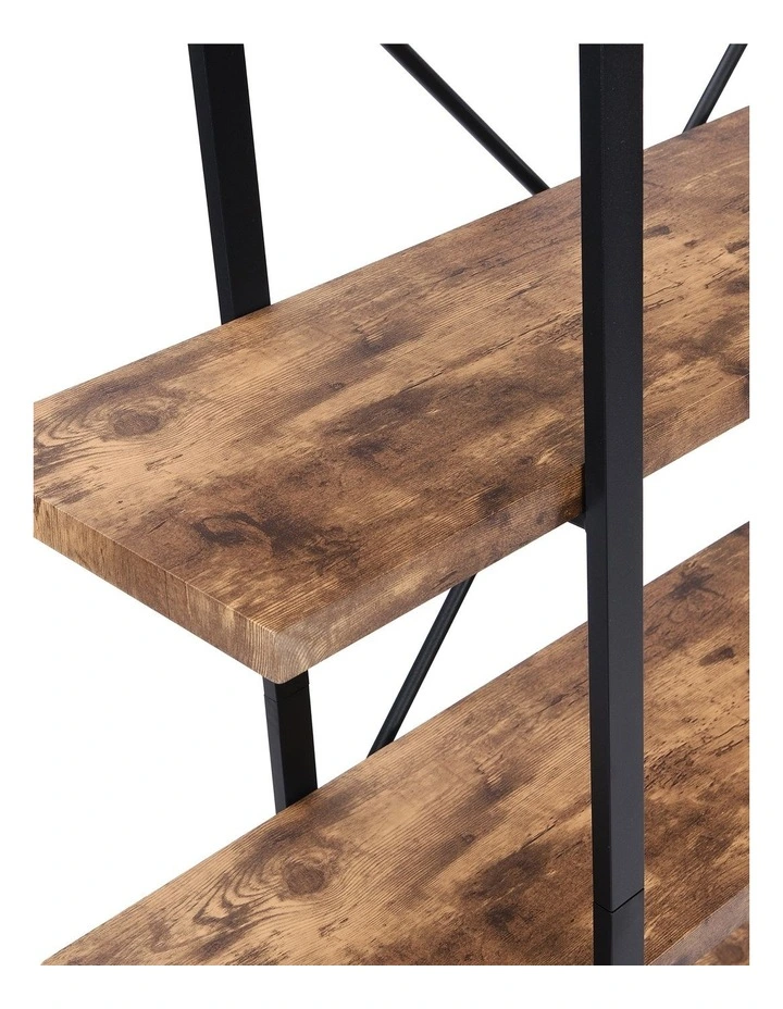 Industrial Style Bookshelf 5-Tier in Dark Brown