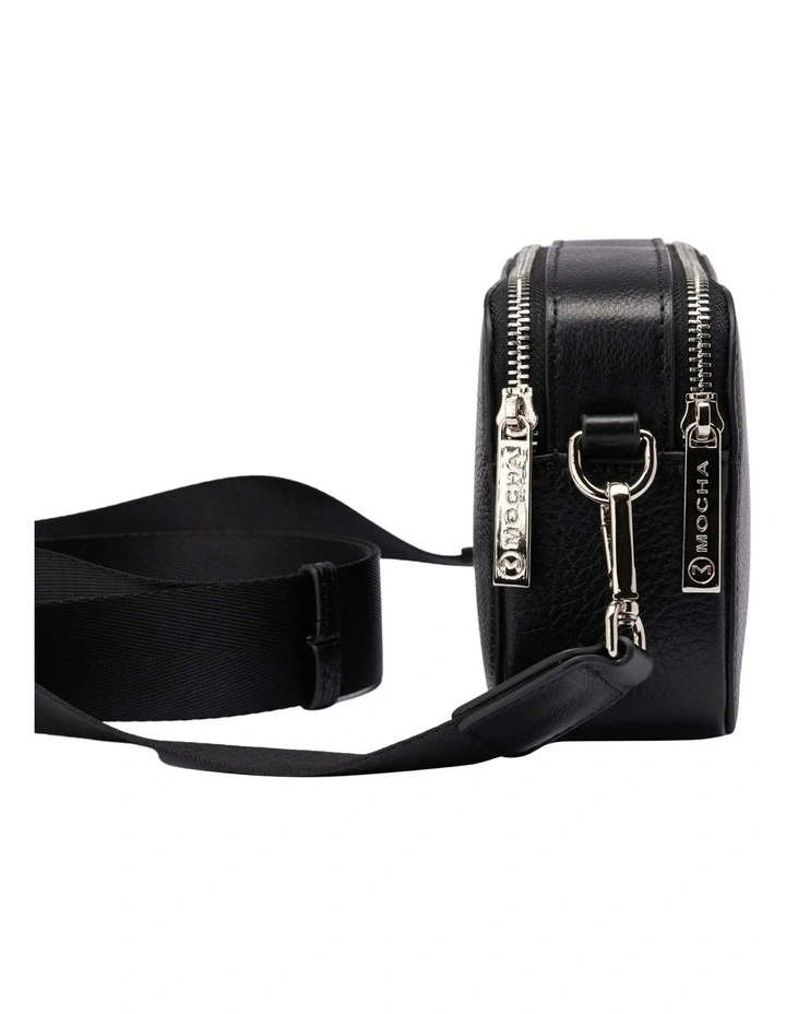 Alicia Leather Double Zip Crossbody In Black