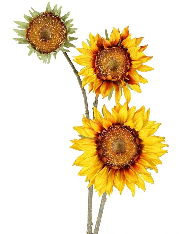 Sunflower Spray 87cm in Yellow Brown