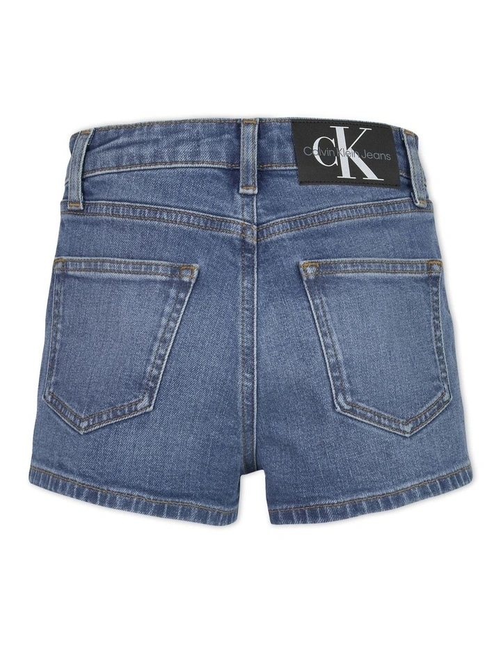 High Rise Relaxed Shorts in Mid Blue
