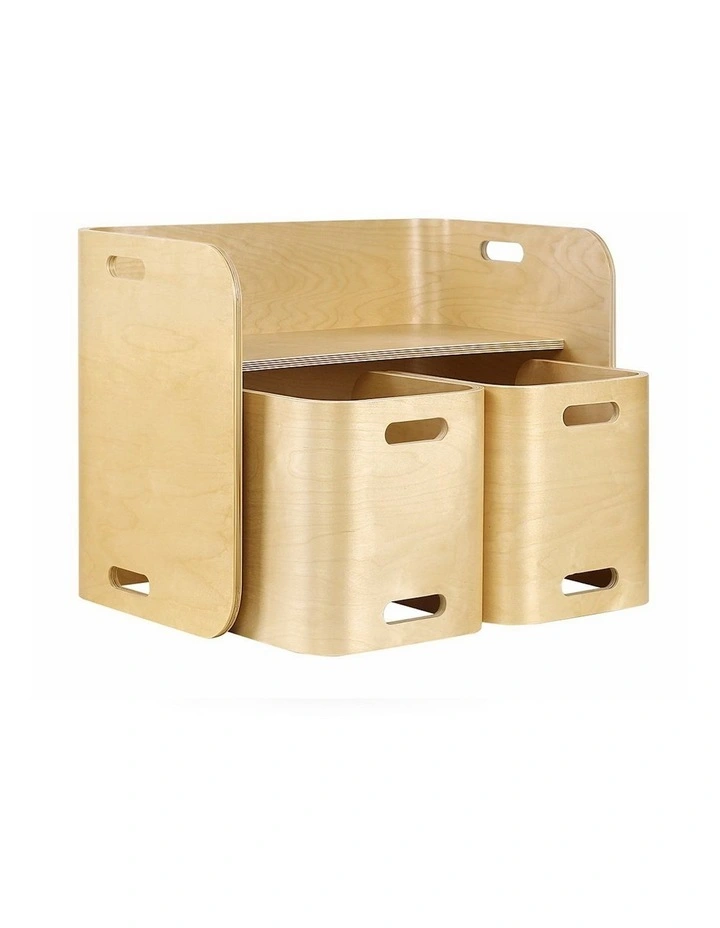 3PCS Kids Table and Chairs Set in Nature