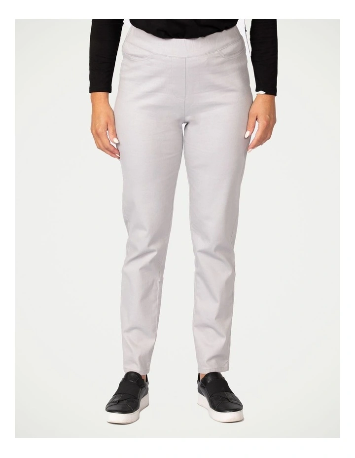 Suzy Stretch Long Pull On Jeans in Silver