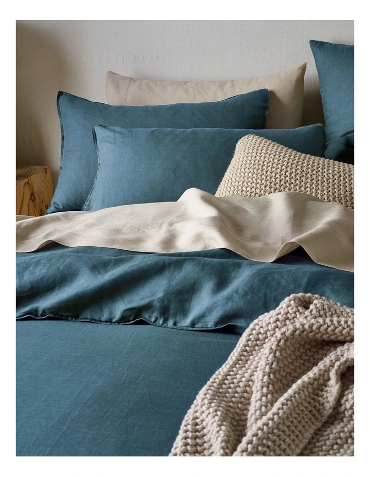 Sandy Cape Linen Quilt Cover Set in Seaglass